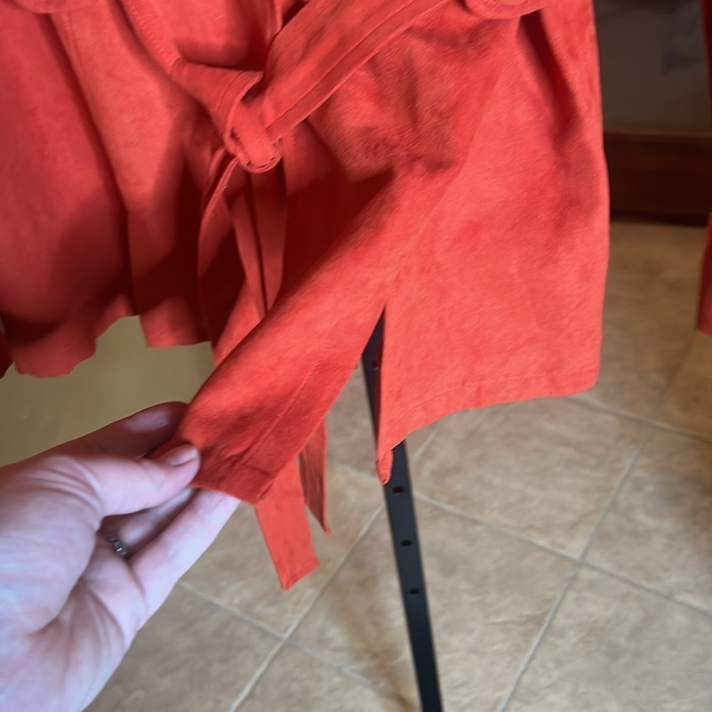 Cato Burnt Orange Faux Suede Belted Blazer Jacket Size Large - Picture 6 of 9